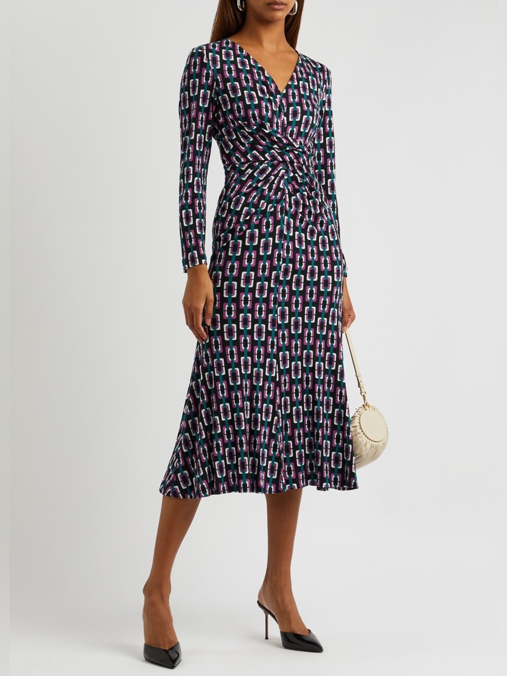 Diane Von Furstenberg New Timmy Printed Jersey Midi Dress Size XL